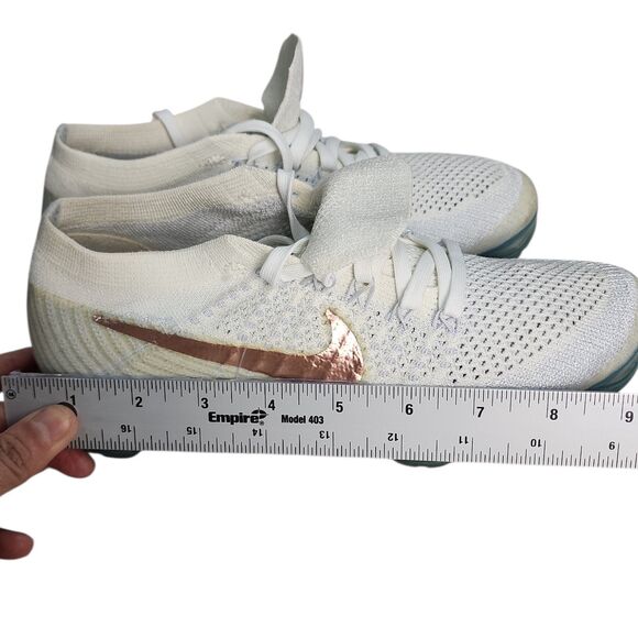 Nike Vapormax Flyknit Explorer Women's Sz 7 White Blue Running Shoes Athleisure - Picture 5 of 12